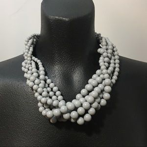 Vintage light grey twisted beads necklace